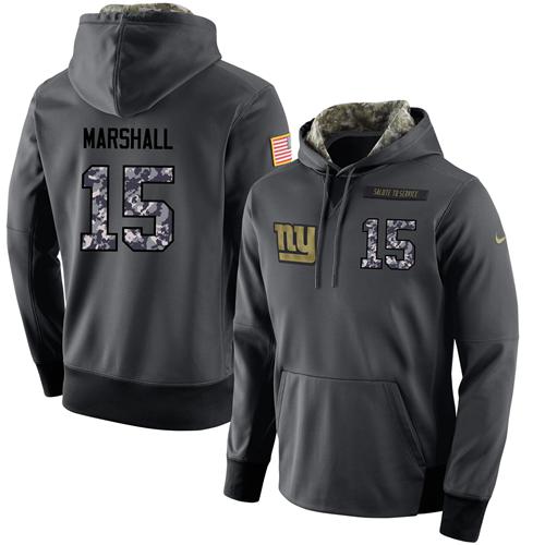 NFL Men's Nike New York Giants #15 Brandon Marshall Stitched Black Anthracite Salute to Service Player Performance Hoodie - Click Image to Close
